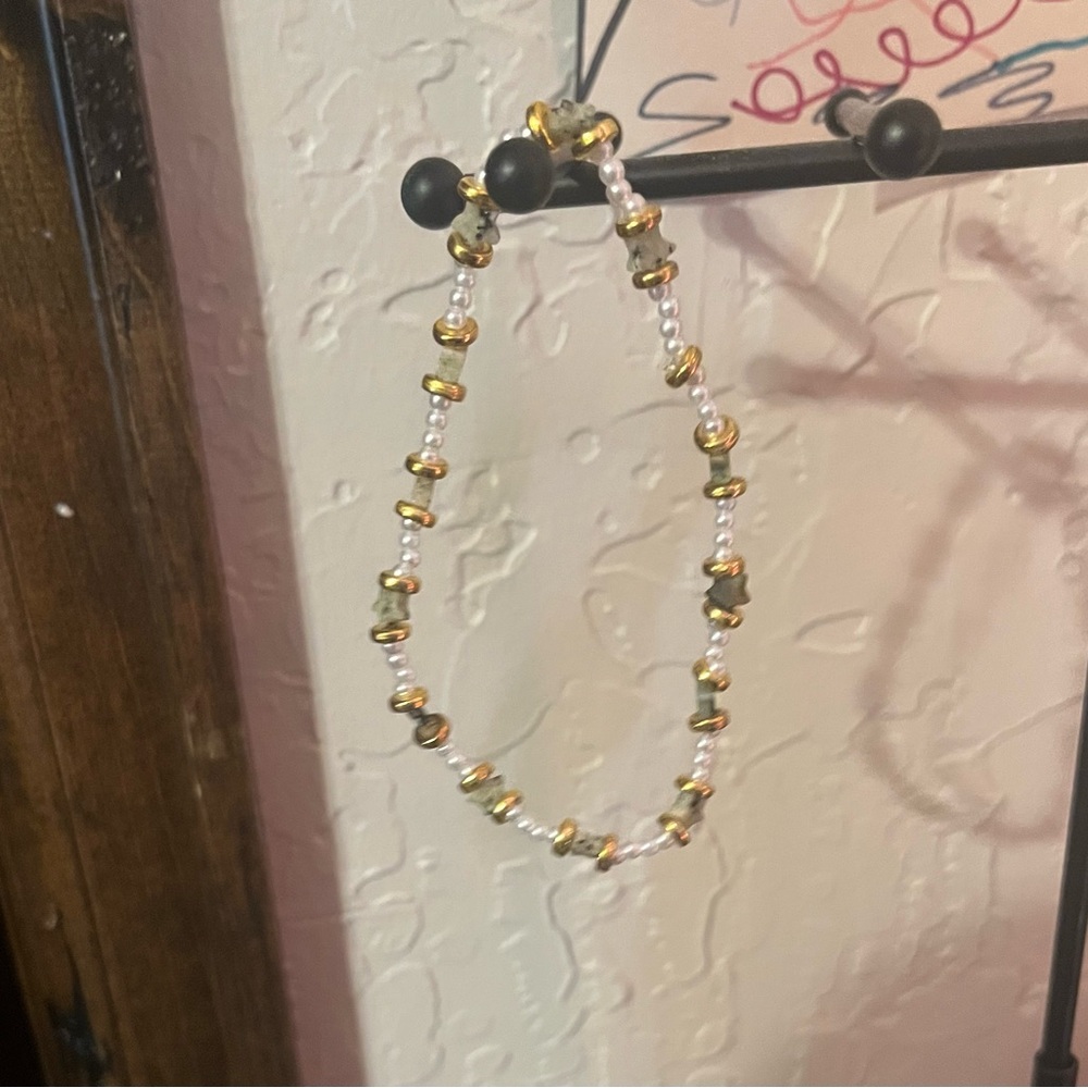 Gold and Pearl Beaded Anklet made by me